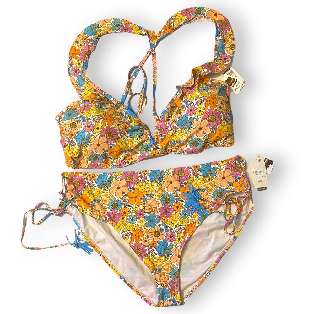 Time and Tru Floral Bikini Top and Bottom Women’s 3X